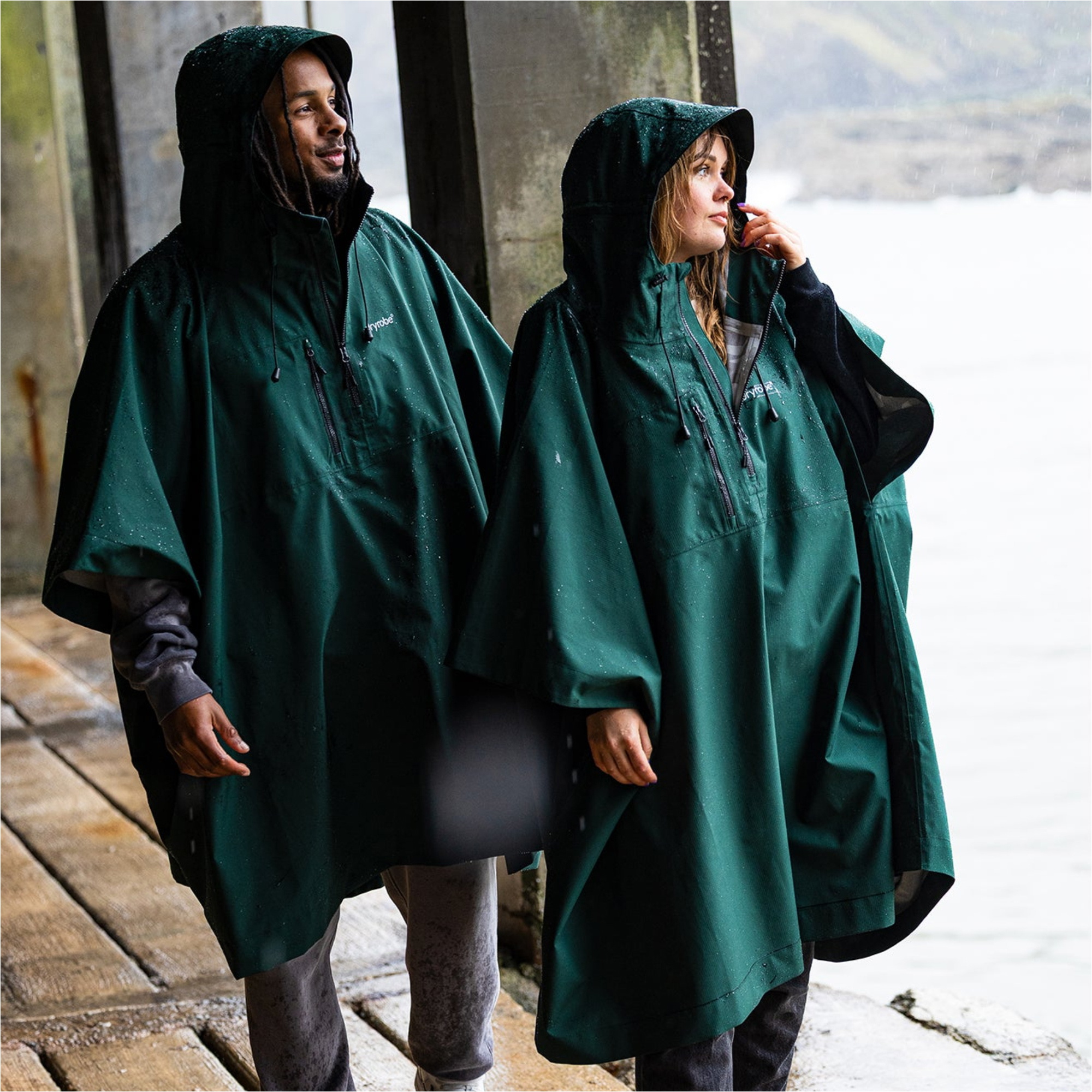 2025 Dryrobe Waterproof Poncho A OS PN - Dark Green